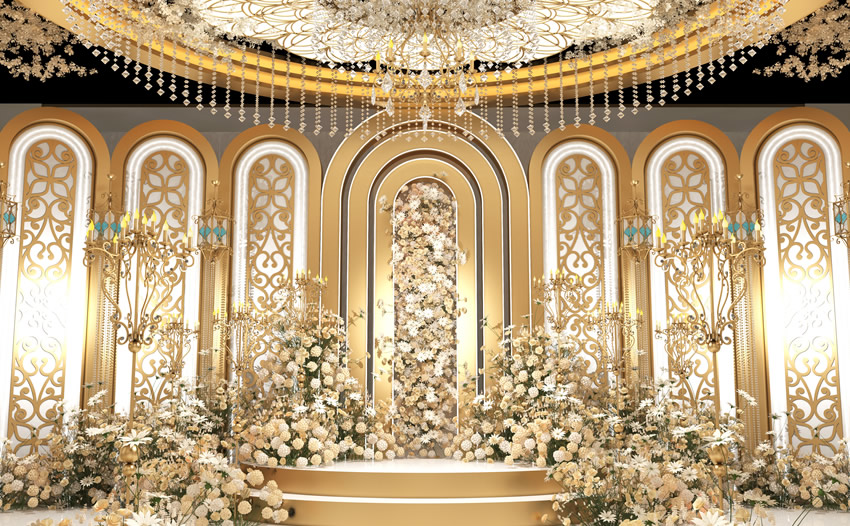 定陶香槟色调婚礼堂效果展示